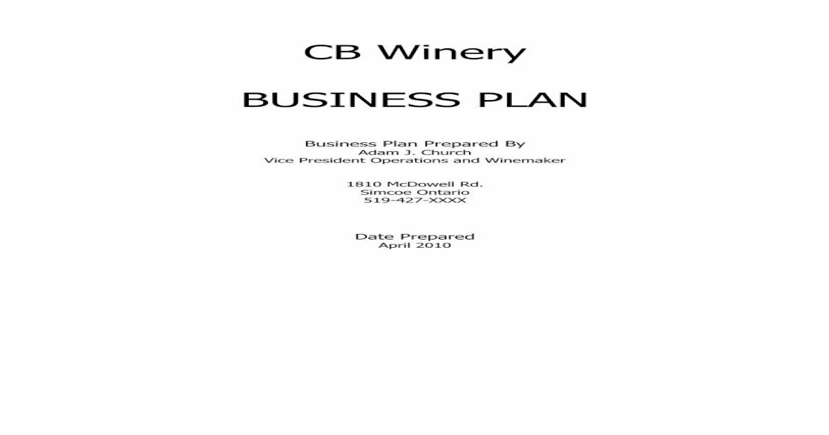 business plan winery