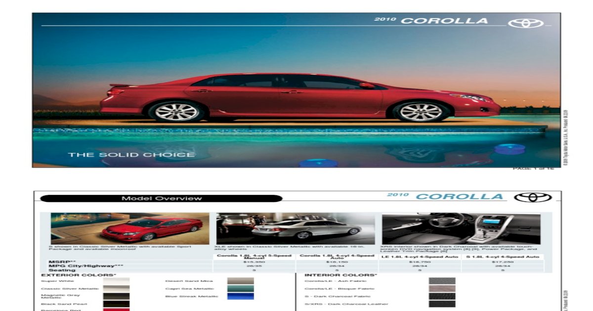 Toyota Corolla 2010 Ebrochure [PDF Document]