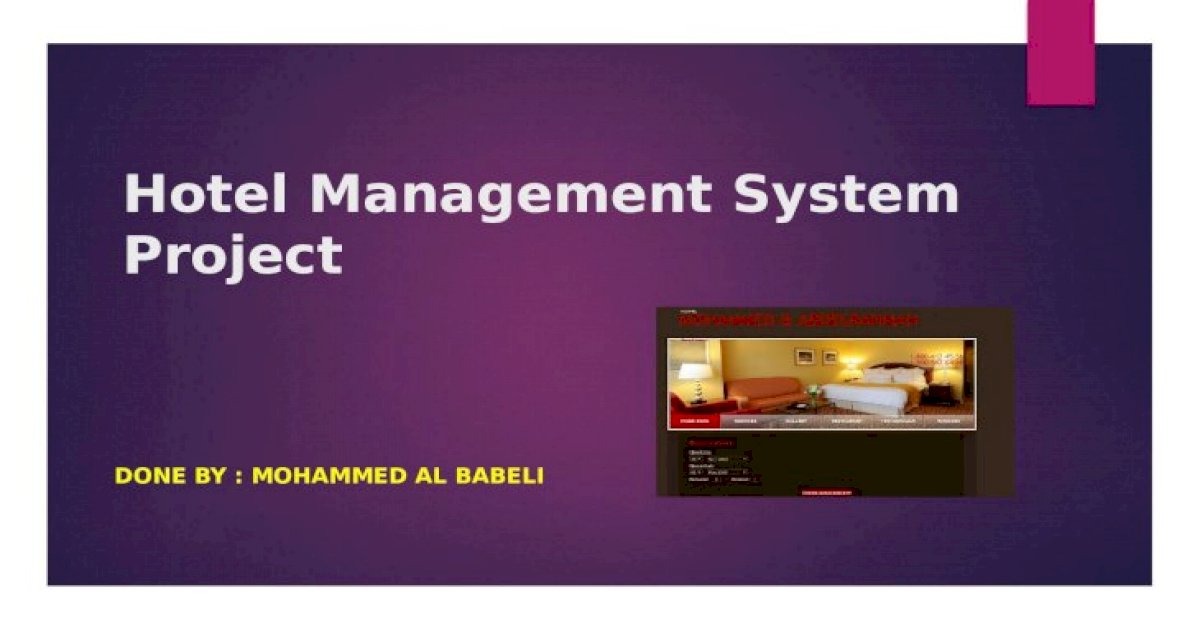 hotel management system project presentation pdf