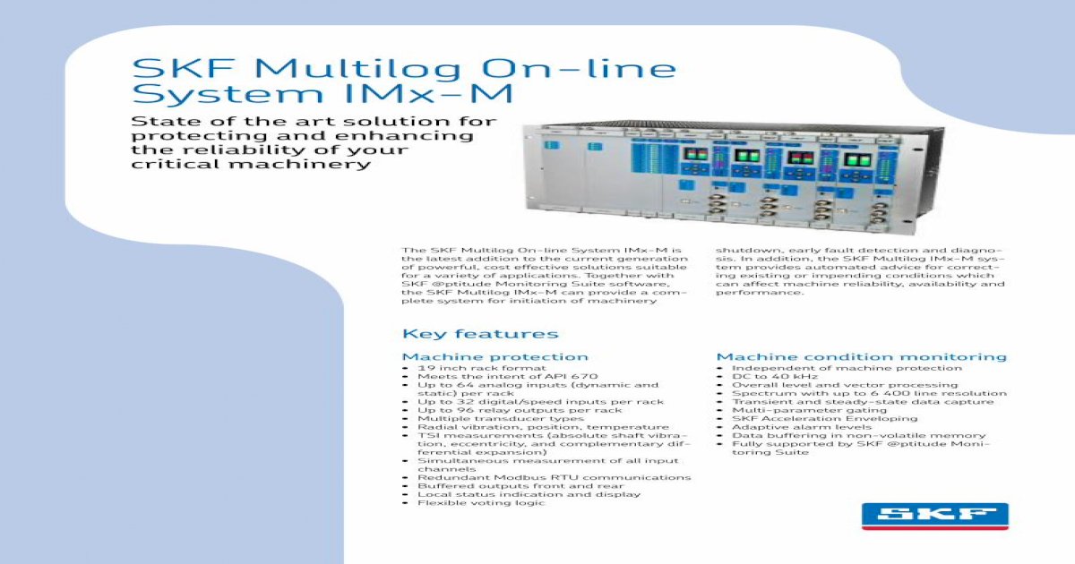 Skf Multilog On Line System Imx M En Skfskf Multilog Imx M System