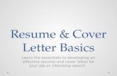 Career Development Workshop: Resume and Cover Letter Basics