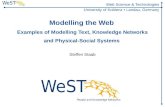 Modelling the Web: Examples of Modelling Text, Knowledge Networks and Physical-Social Systems