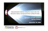 Media's Role In Reporting Corruption - Public Opinion Survey 2009