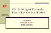 WHT under DTC Bill 2010