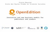 OpenEdition : Innovation and new business models for publishers and readers