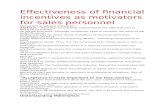 Effectiveness of financial incentives as motivators for sales personnel