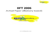 IIFT 2006 Actual Paper for MBA Aspirants
