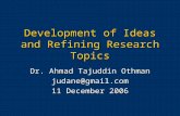 Development of Ideas and Refining Research Topics