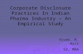 Corporate Disclosure Practices In Indian Pharma Industry – An Empirical Study
