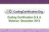 December 2013 Medical Coding Q&A Webinar