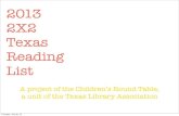 TLA 2013 2X2 Reading List