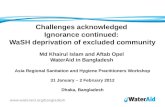 Challenges Acknowledged  Ignorance continued: WaSH deprivation of excluded community