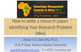 How to Find your Research Idea? KMCA workshop3-1-2012