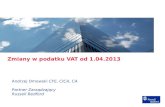 Zmiany w VAT od 1 kwietnia 2013 r.