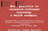 Best practice in research-informed teaching: a Welsh example.