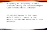 Budgetory Control System and Cost Control