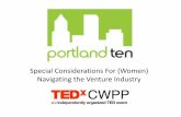 TEDx PDX Special Considerations for navigating the venture industry