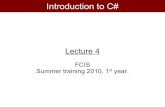 C# Summer course - Lecture 4