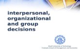Interpersonal, Organizational, And Group Decisions D1