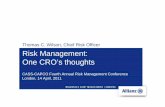 Risk Management: One CRO’s thoughts
