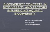 Biodiversityconcepts in biodiversity and factors influencing aquatic biodiversity