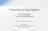 Town of Springfield - 2013 Budget  Town Hall Meetings