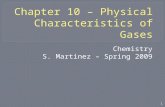 Chapter 10 – Physical Characteristics of Gases