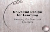 Universal Design for Learning - Meeting the Needs of Learners