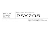 PSY208: Abnormal Psychology  Unit II, Study Guide