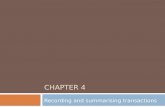 Chapter 4 - Recording and Summarizing Transactions