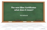 The New EBac Certificates