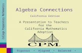 CPM CA Algebra Connections Overview