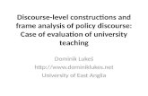 Discourse Level Constructions And Frame Analysis Of Policy Discourse