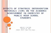 Effects of Strategic Intervention Material on the Academic Achievements in Chemistry of Public High School Students by Angelyn P. Gultiano, Master in Education Administration