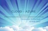 Cloud -  Azure – an introduction