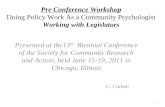 “Doing Policy Work as a Community Psychologist”  Working with Legislators