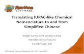 Translating IUPAC - like Chemical Nomenclature to and from Simplified Chinese