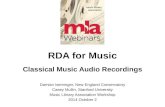 RDA for Music: Classical Music Audio Recordings Workshop