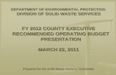 Fiscal Year 2012 County Executive Recommended Operating Budget Presentation