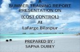 LCM Summer Training Project Cost Control Lafarge Bilaspur.ppt
