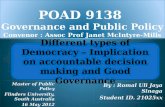 Governance and Public Policy: Different Types of Democracy
