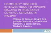 Community Directed Interventions to Improve Malaria in Pregnancy Control Services in Nigeria