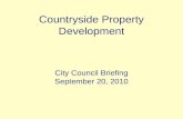 Countryside Property Development: City Council Briefing September 20, 2010