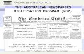 The Australian Newspapers Digitisation Program: An Overview. For Parliament 2007