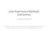 UX Methods and Games: Lessons Learned