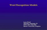 Word Recognition Models