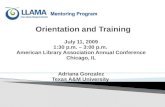 LLAMA Mentoring Orientation and Training