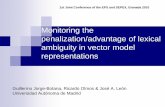 Monitoring the penalization/advantage of lexical ambiguity in vector model representations