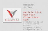 Article 23-A New York Corrections Law:  A Review in light of NY Attorney General Agreements With Background Check Agencies To End Illegal Hiring Practices