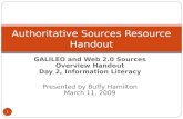 Supplemental Handout:  GALILEO and Web 2.0 Tools Info